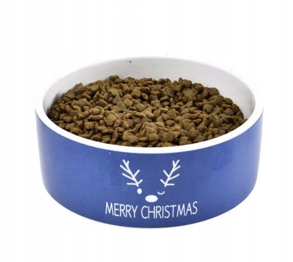 Keramická miska pro psa, Merry Christmas, modrá