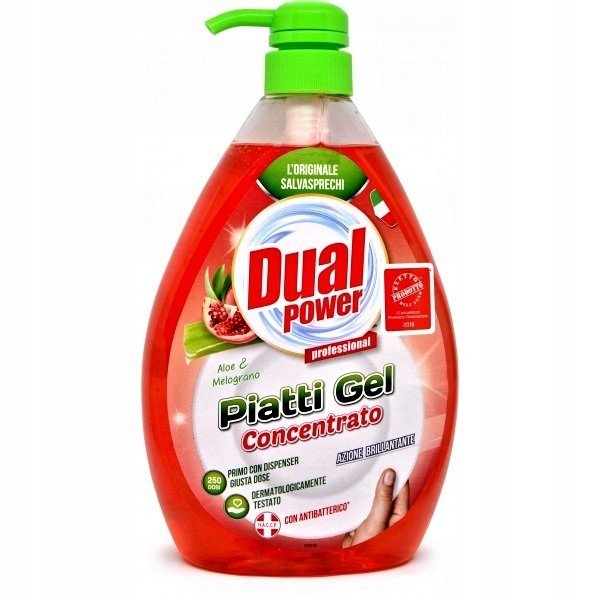 Mycí gel na nádobí Dual Power aloe vera a granátové jablko 1l.