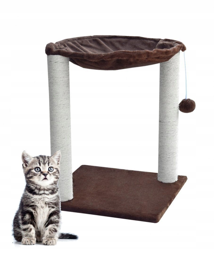 Škrabadlo pro kočky sisalové sloupky a Hamak hnědé