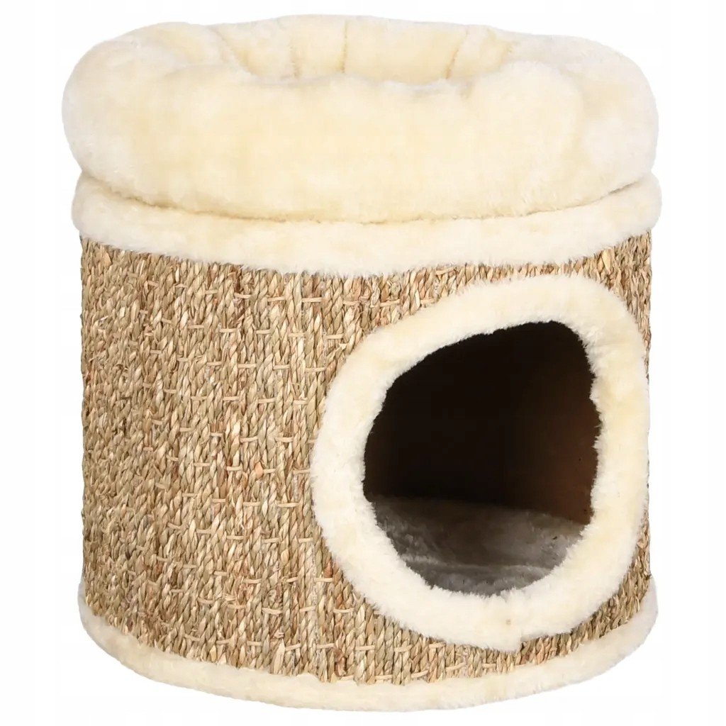 Domeček pro kočky s luxusním polštářem, 33 cm, tráva