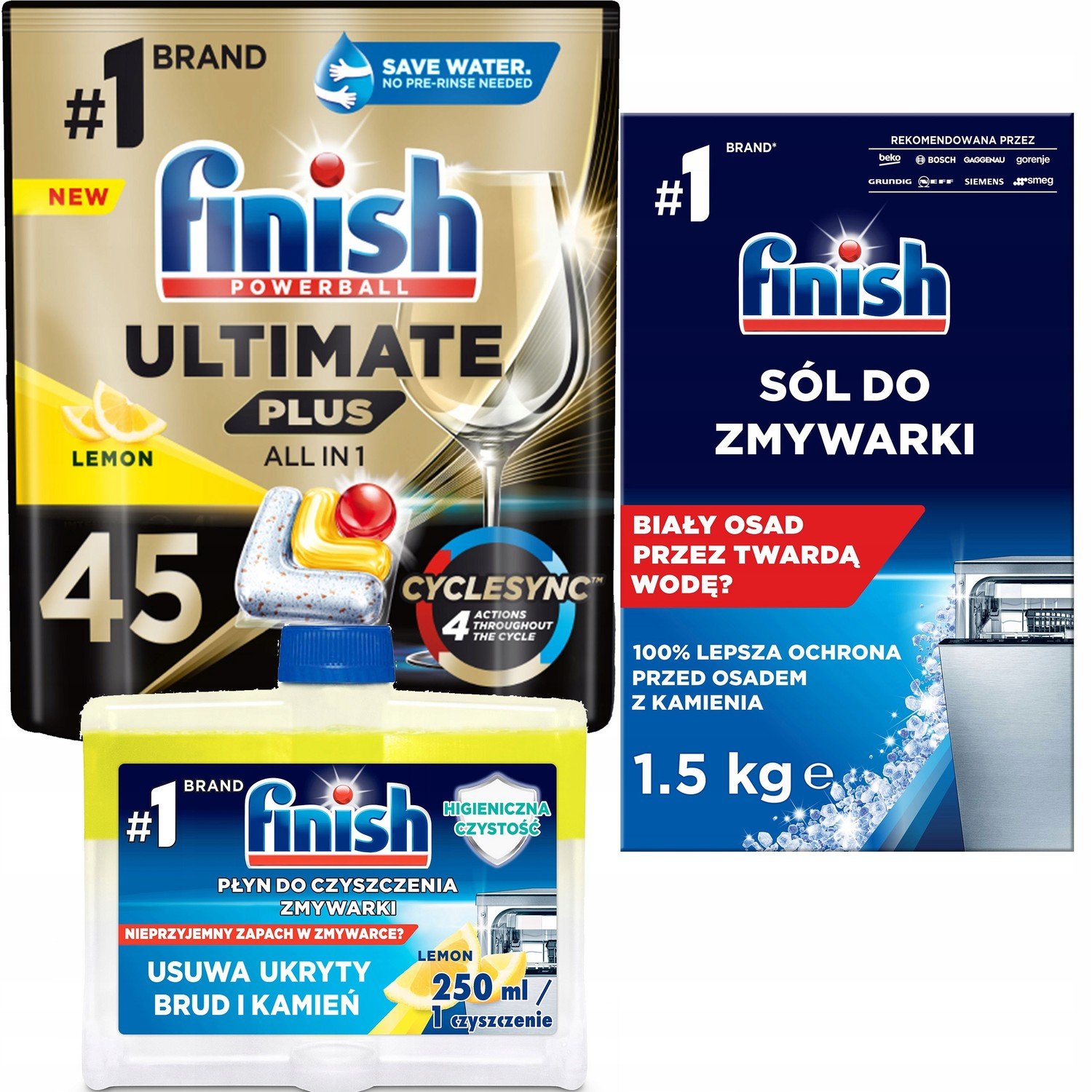 Finish Ultimate Plus 45 Lemon Čistič Sůl 1,5