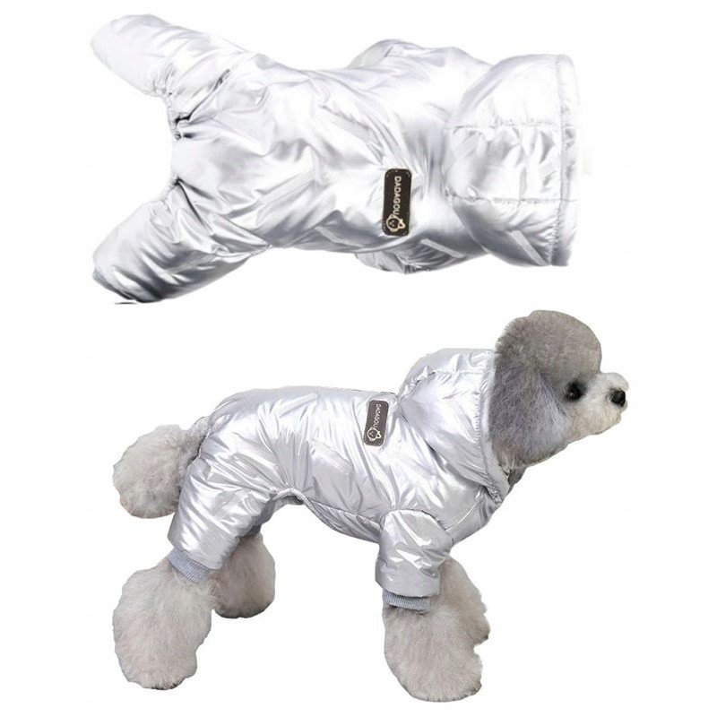 Obleček pro psa na zimu teplá bunda S stříbrná2