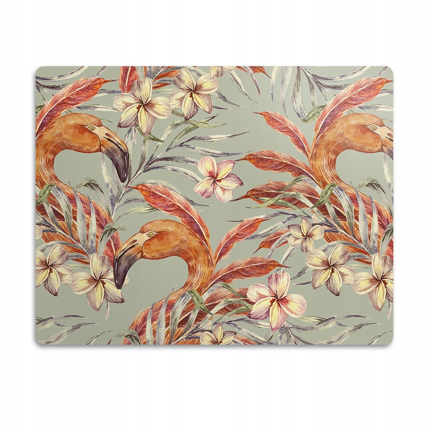 Ochranná podložka pod misky Flamingi květiny 90x60 cm