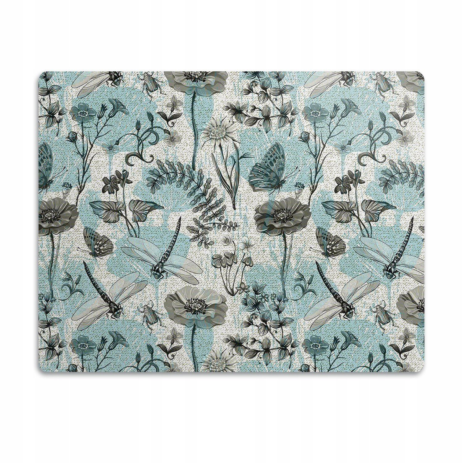 Voděodolná podložka pod misku Květiny vážky 90x60 cm