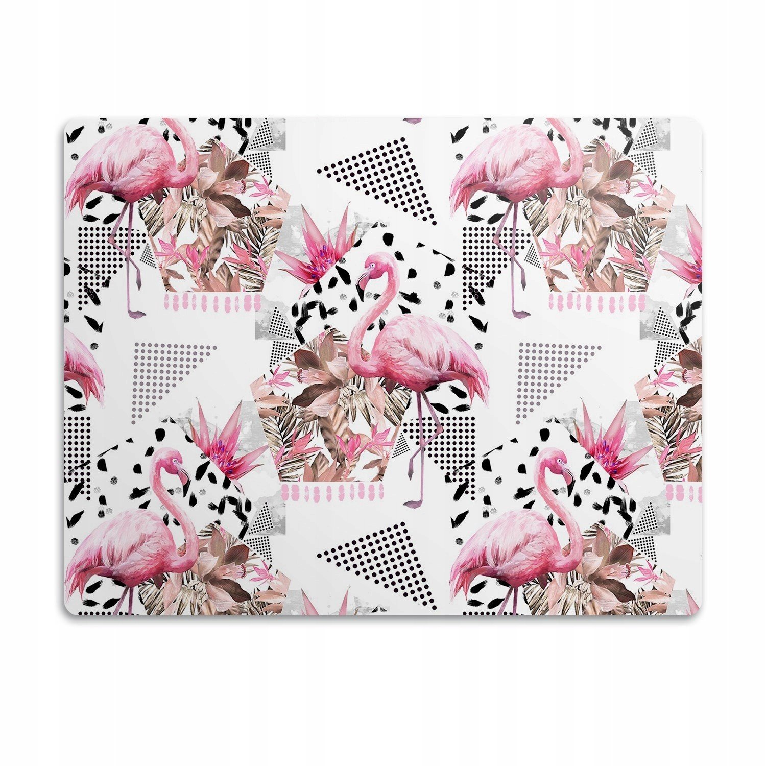 Ochranná podložka pod misku Plameňáci a trojúhelníky 90x60