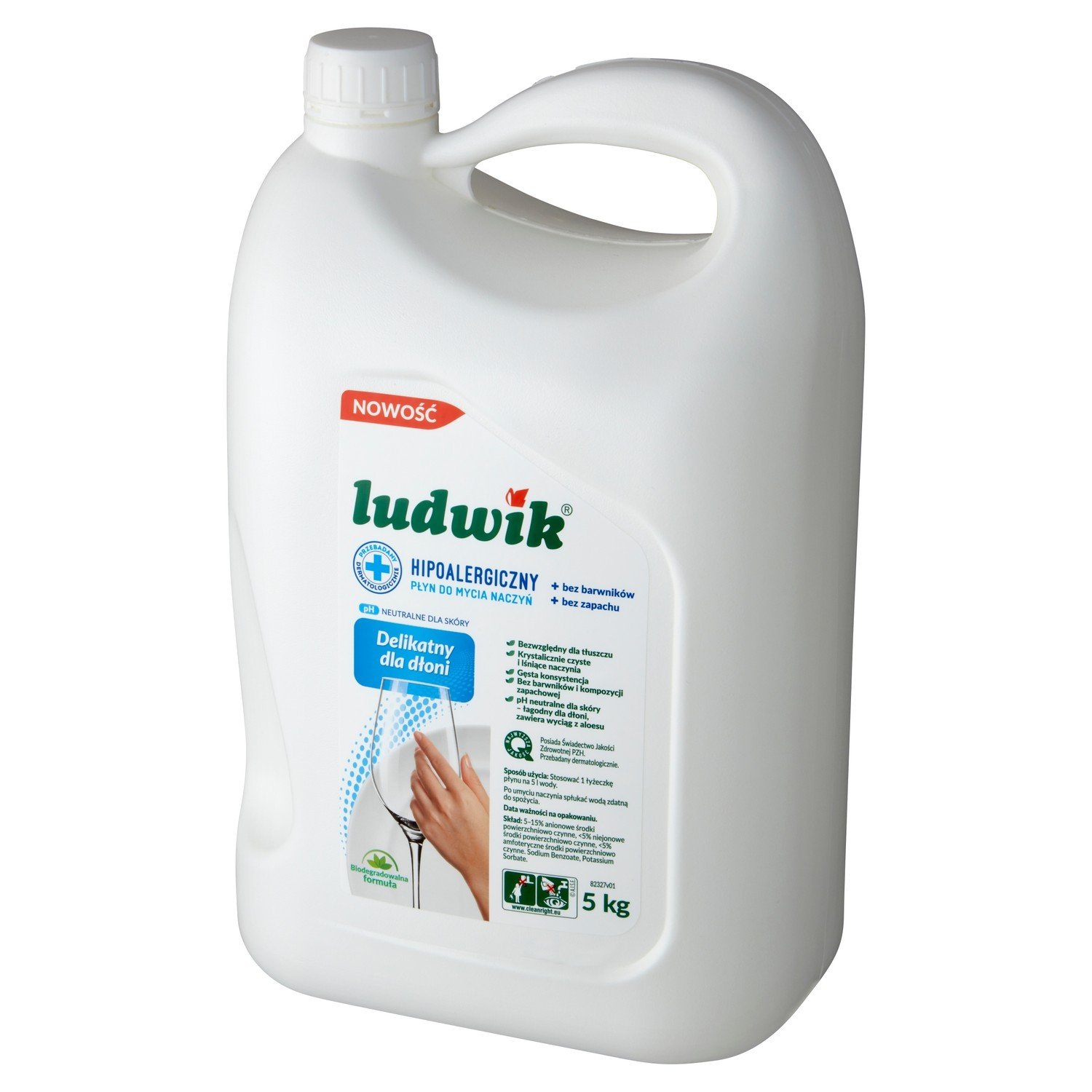 Mycí prostředek na nádobí Ludwik bez zápachu 5 l