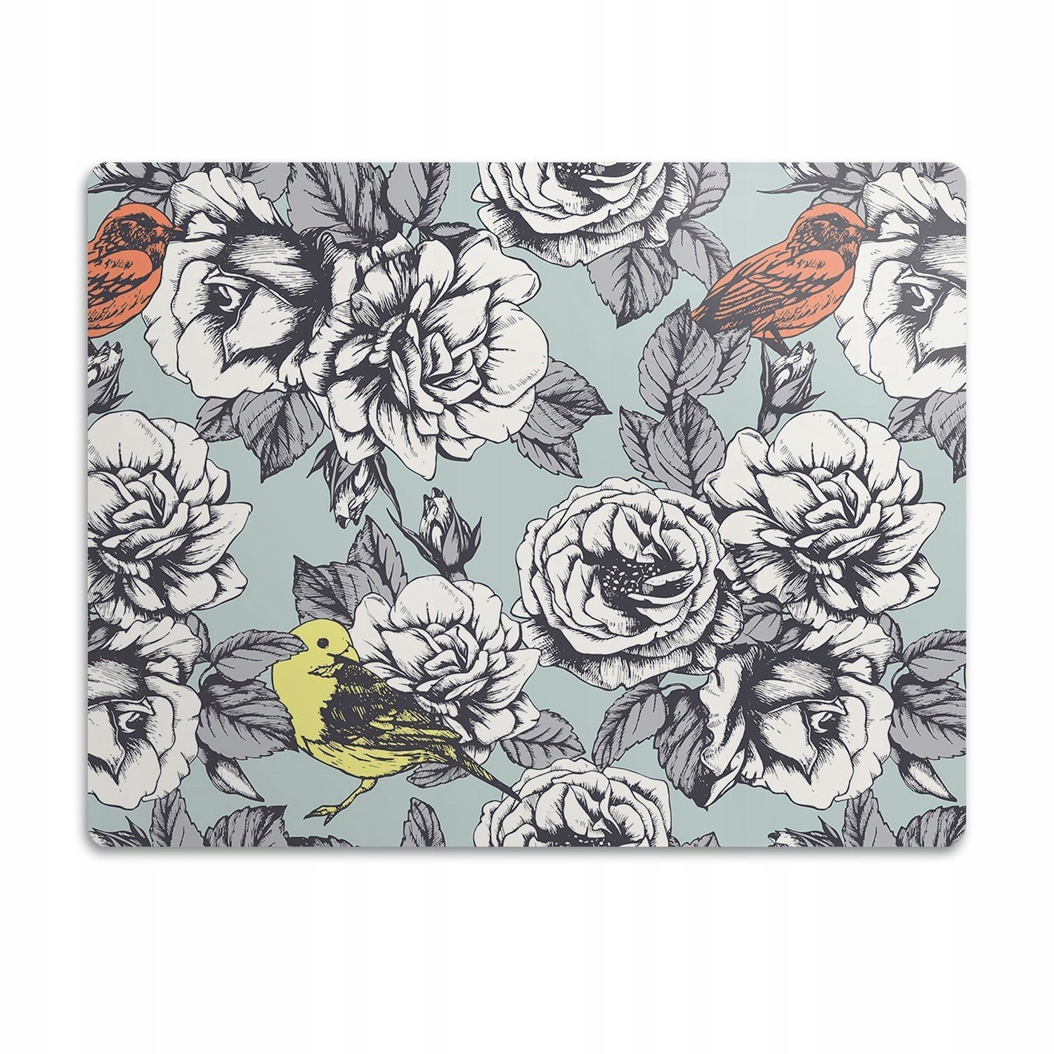 Voděodolná podložka pod misku Růže a ptáci 90x60 cm