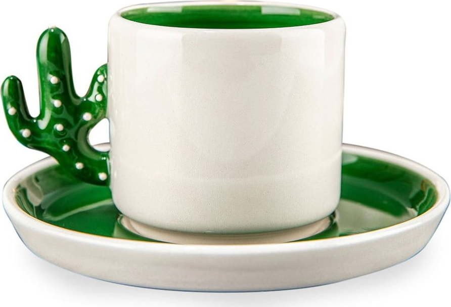 Bílo-zelené keramické šálky v sadě 2 ks 0.18 l – Hermia