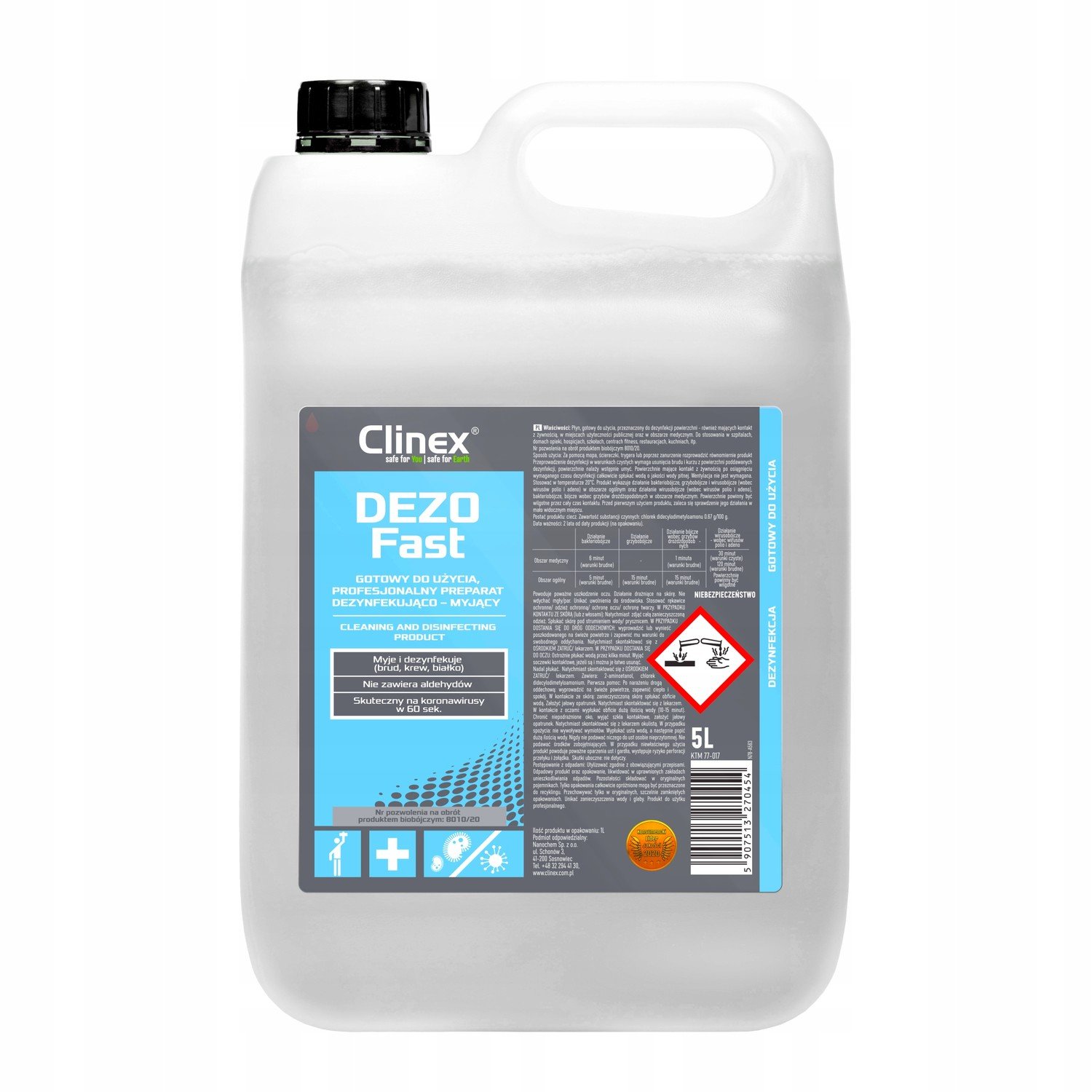 Dezinfekční přípravek Clinex DEZOFast 5l