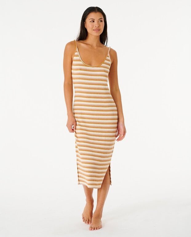 šaty Rip Curl BOBBI STRIPE MIDI DRESS Blush