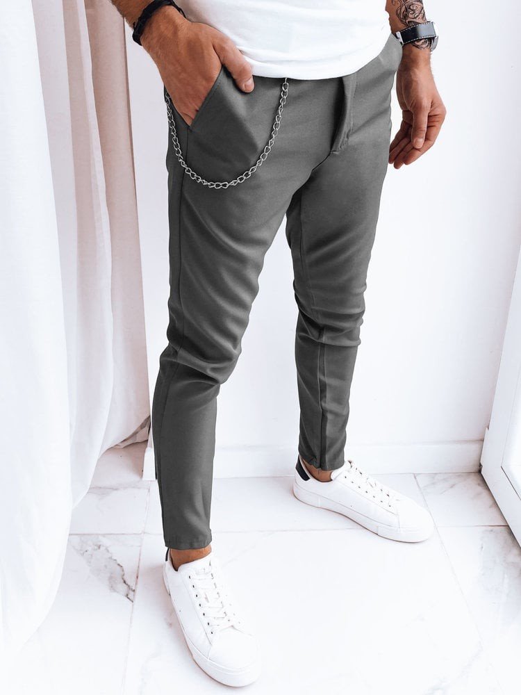 Pánské ležérní grafitové kalhoty Dstreet