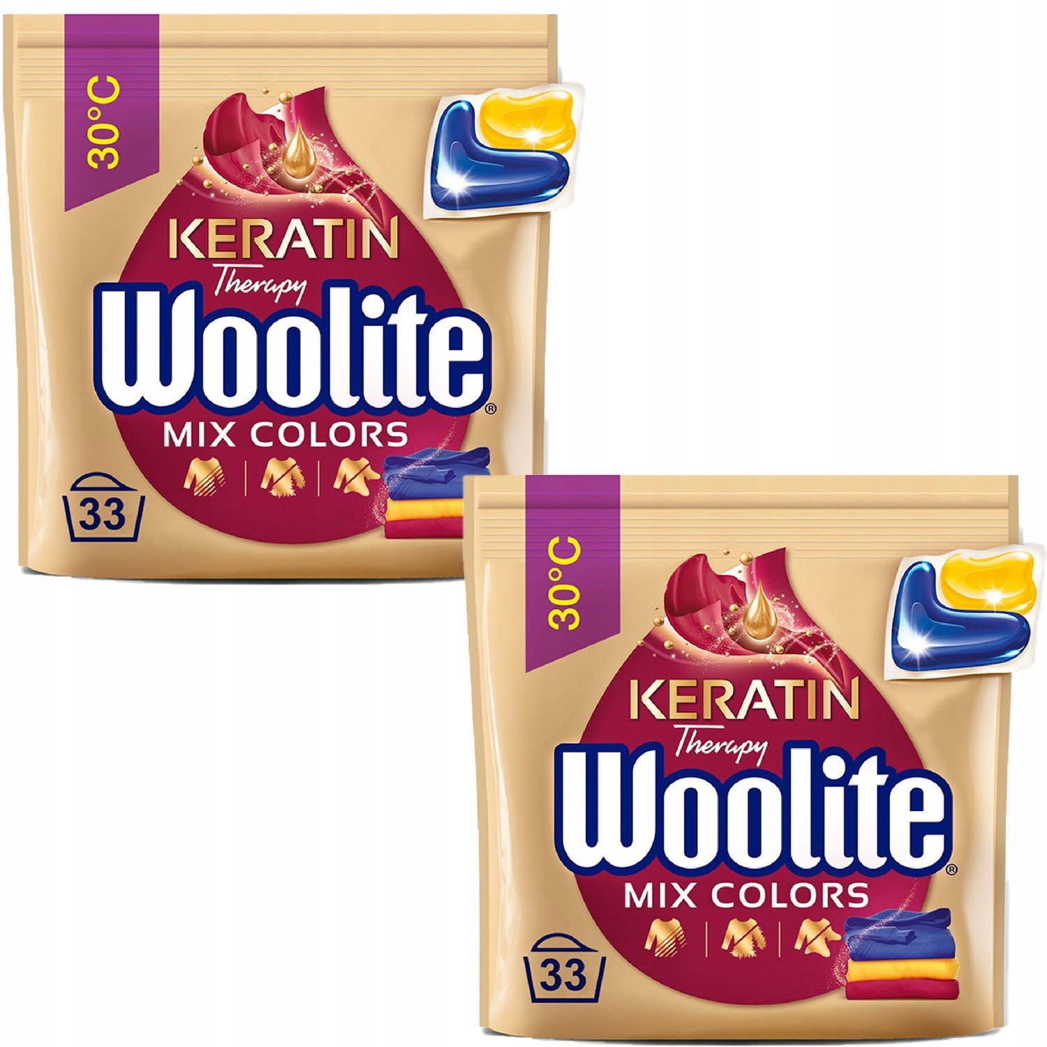 Woolite Mix Colors Kapsle Praní barev 2x33ks