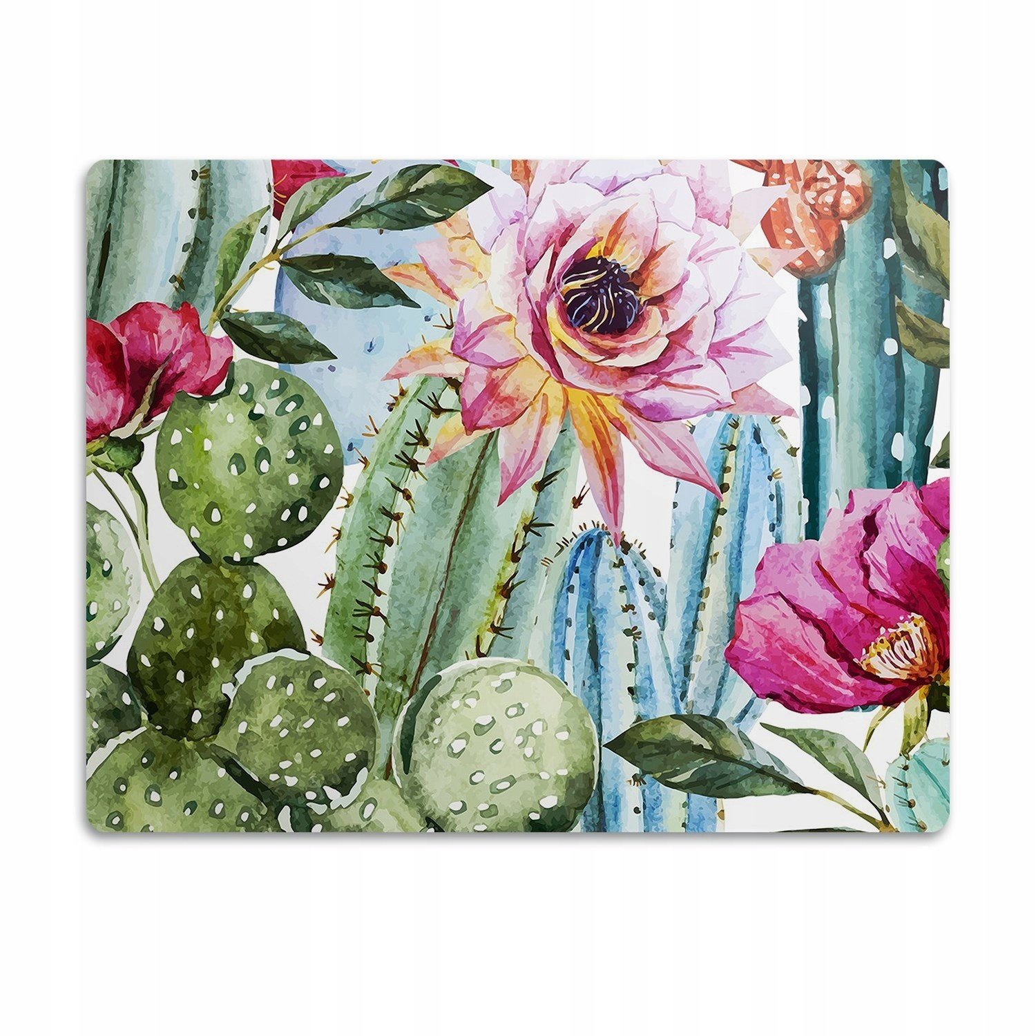 Podložka pod kočičí toaletu Barevné kaktusy 90x60 cm