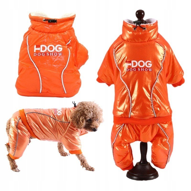 Obleček zimní bunda pro psa kočku L oranžová