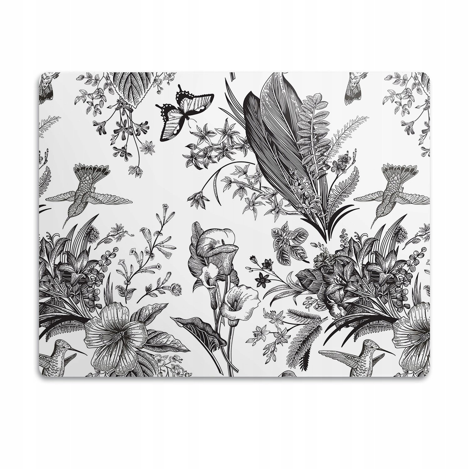 Podložka pod kočičí toaletu Černá ptáci květiny 90x60