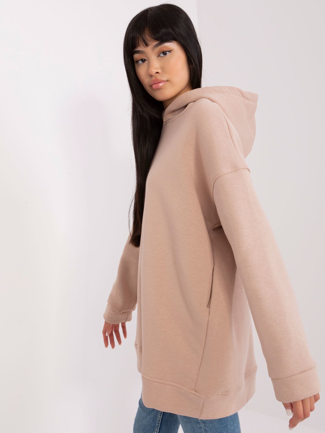 Tmavě béžová basic oversize mikina