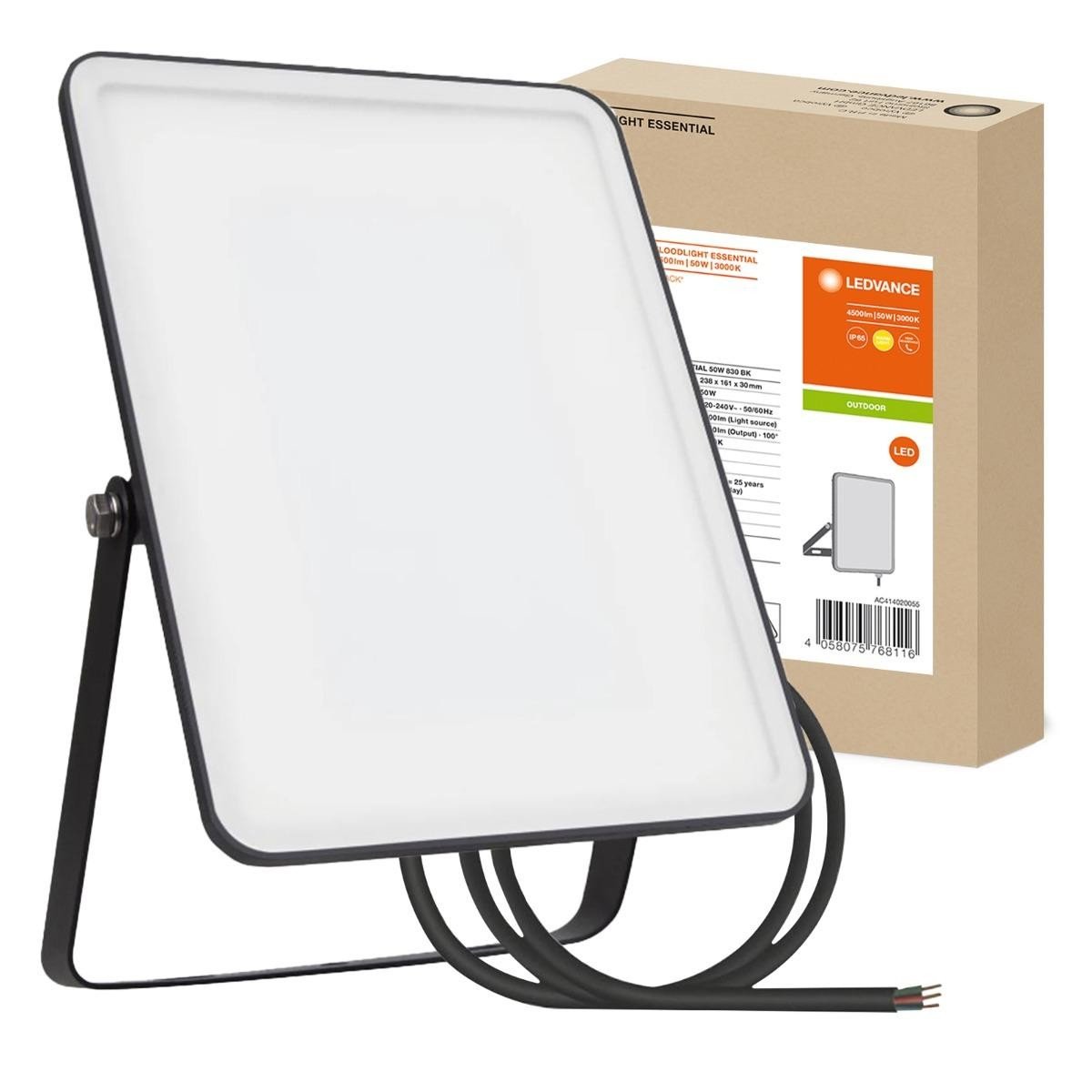 Reflektor LED 50W 3000K 4250lm IP65 Černý LEDVANCE ESSENTIAL LDVANAS5050