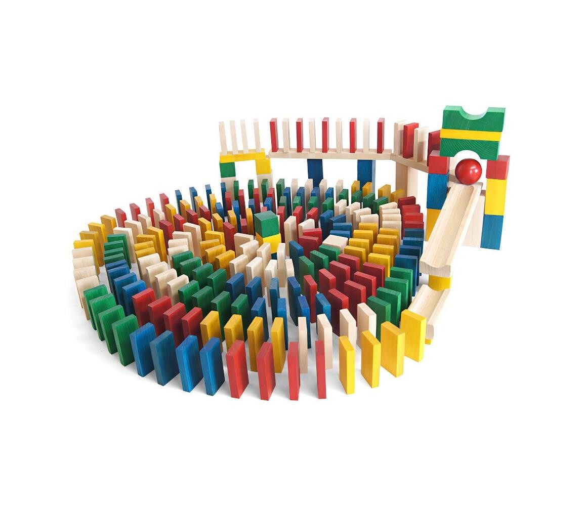 EkoToys EkoToys - Dřevěné domino barevné 430 ks