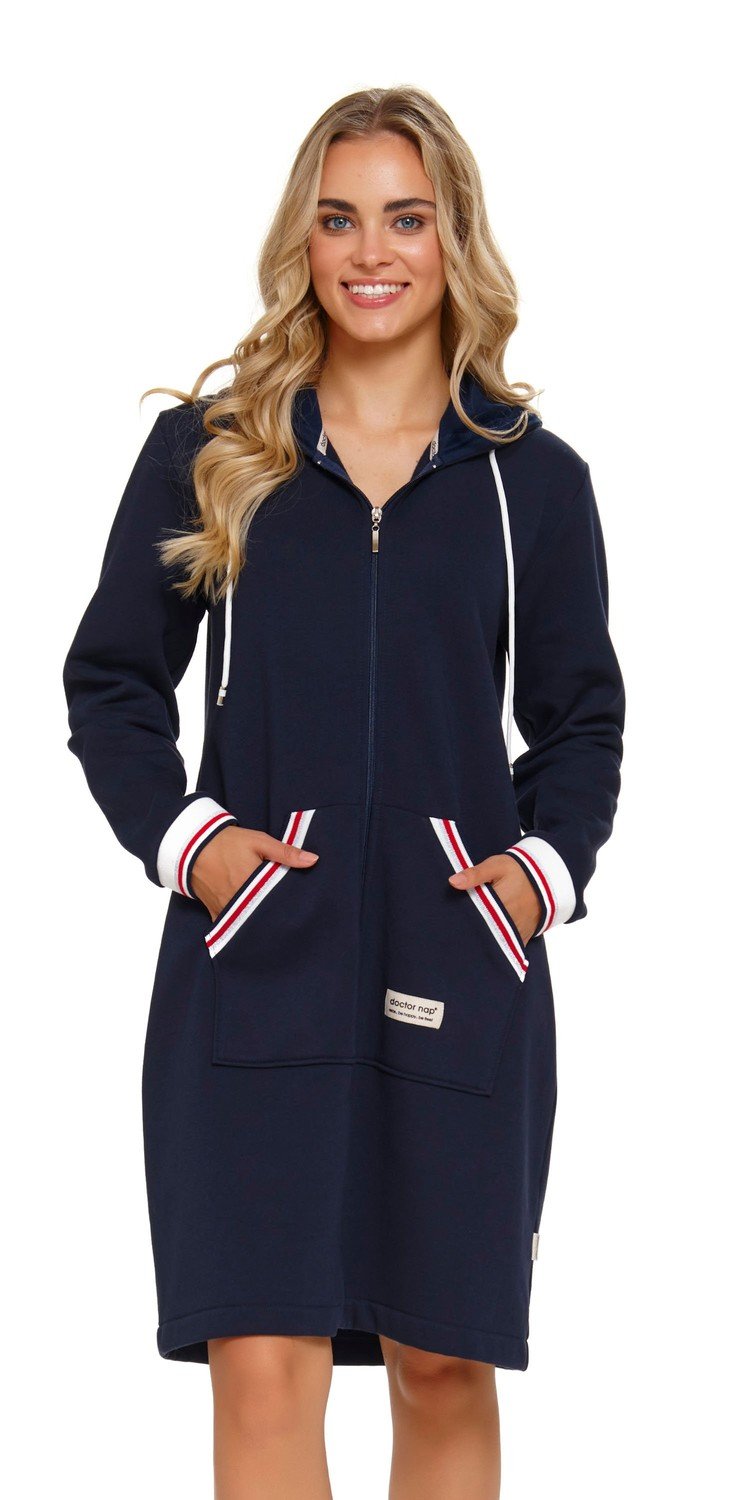 Doctor Nap Woman's Bathrobe SMZ.4508 Navy Blue