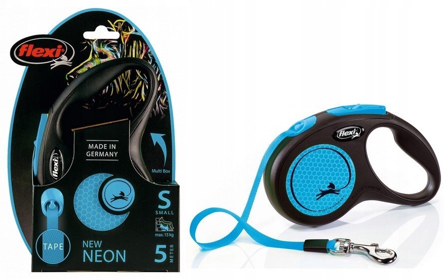 Vodítko S Neon Modré Flexi Pro Psa Páska 5M 15KG