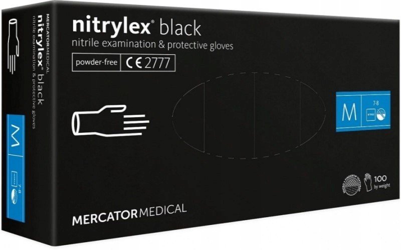 Nitrilové nitrilové návleky bezpudrové Černé M x100