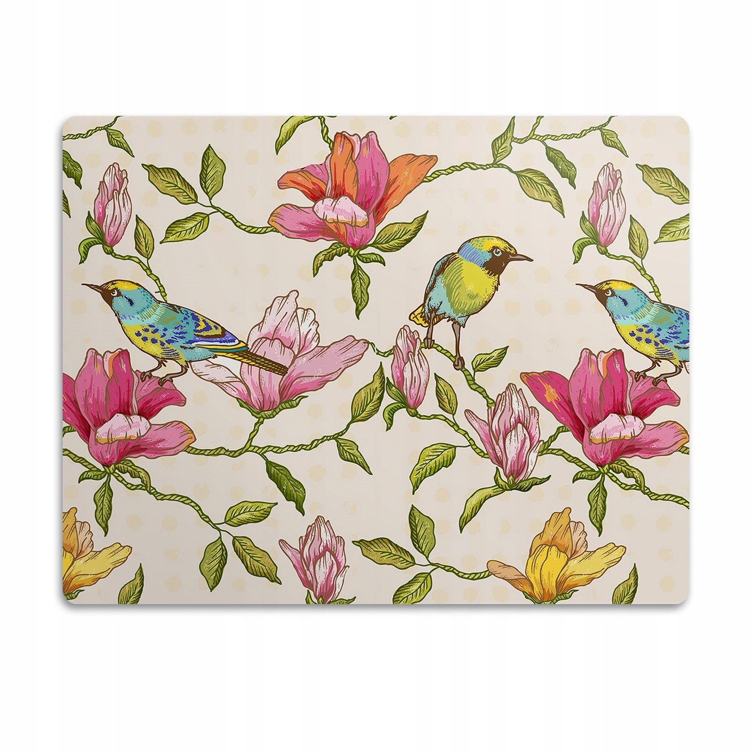 Pro psa a kočku podložka pod misku Květiny a ptáci 90x60