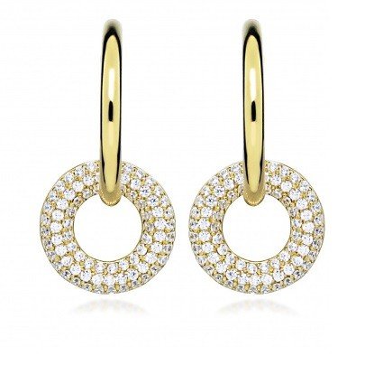 Silver Cat Půvabné pozlacené náušnice s kubickými zirkony SC498