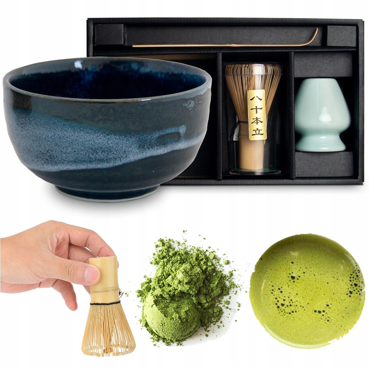 Sada na čaj Matcha Modrá 4 Edo prvky