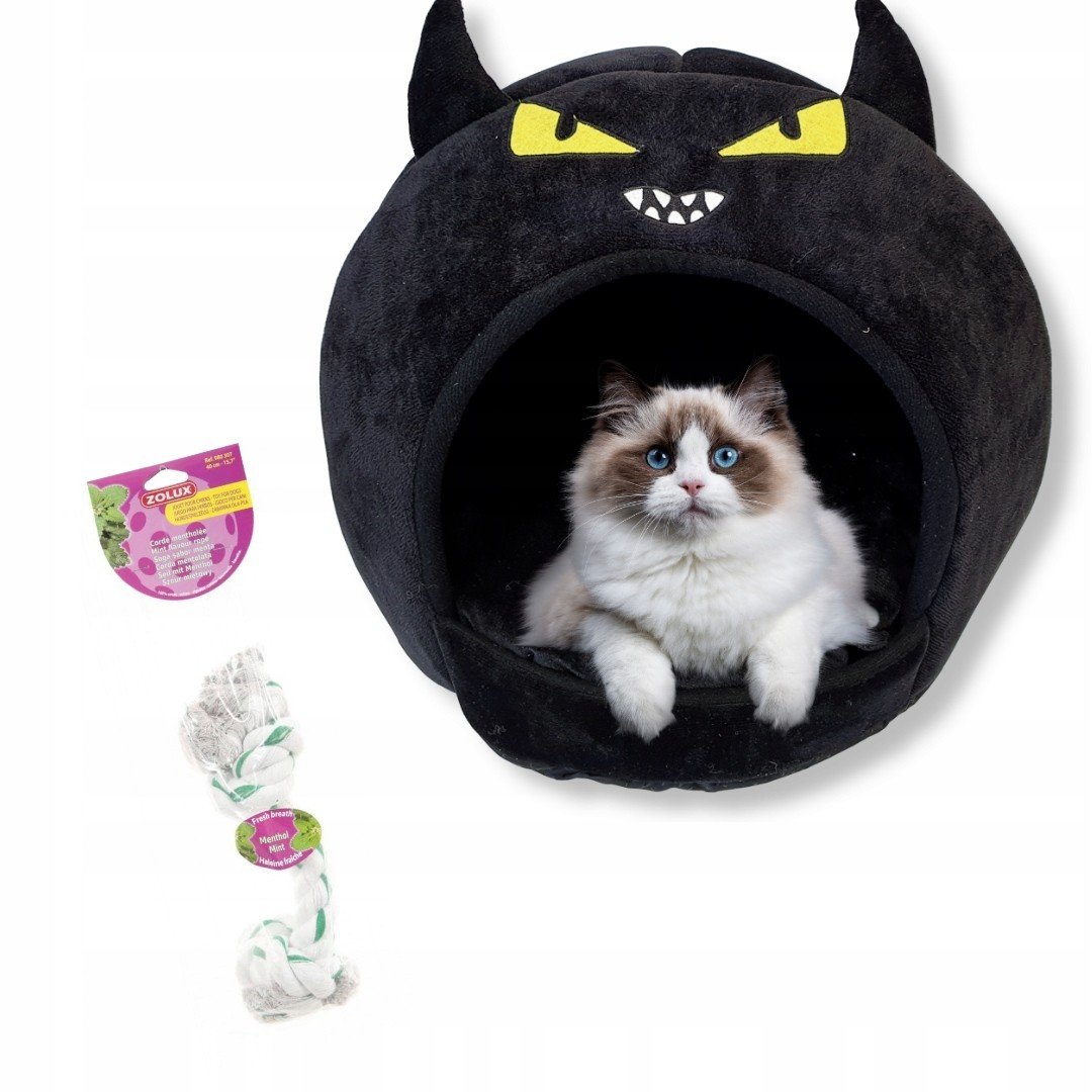 Pelíšek Budka Pro Psa Kočka Černá Kulatá 35CM