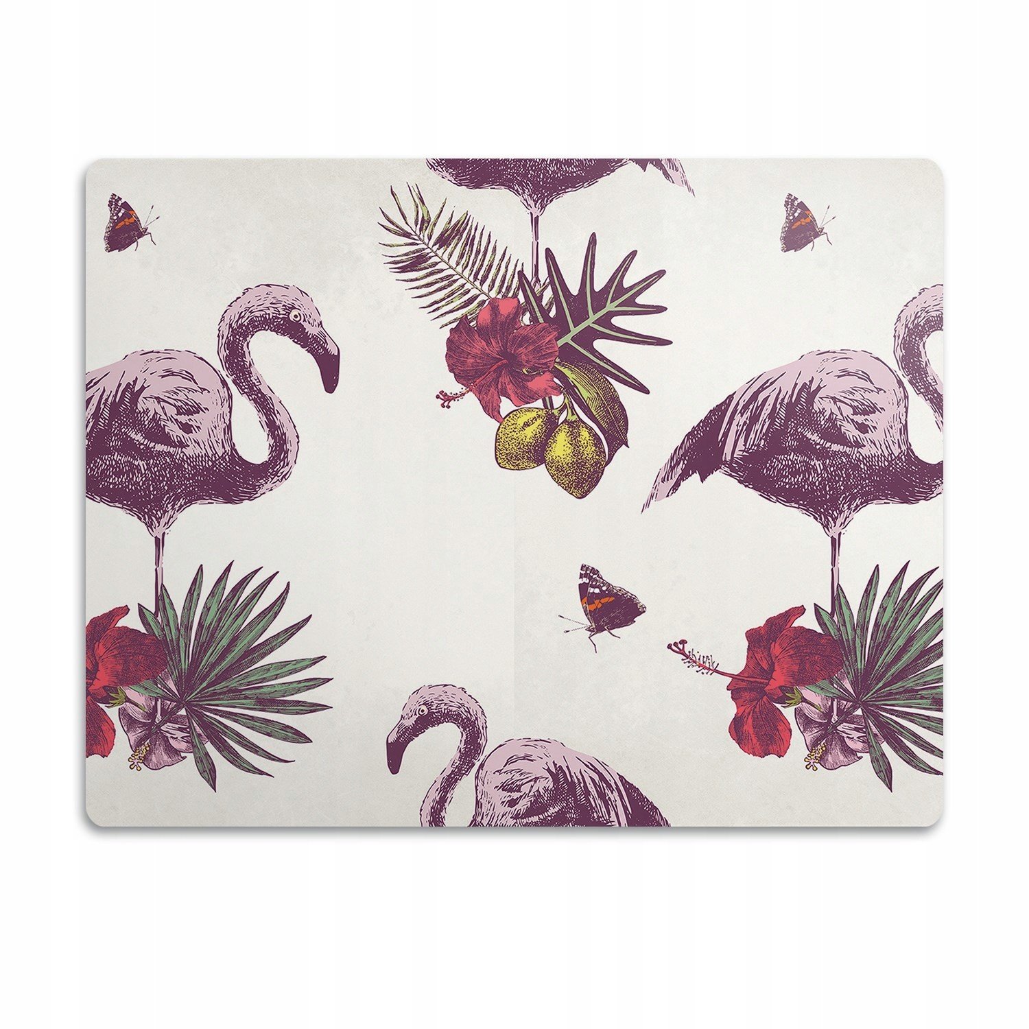 Voděodolná podložka pod misku Plameňáci květiny 90x60cm