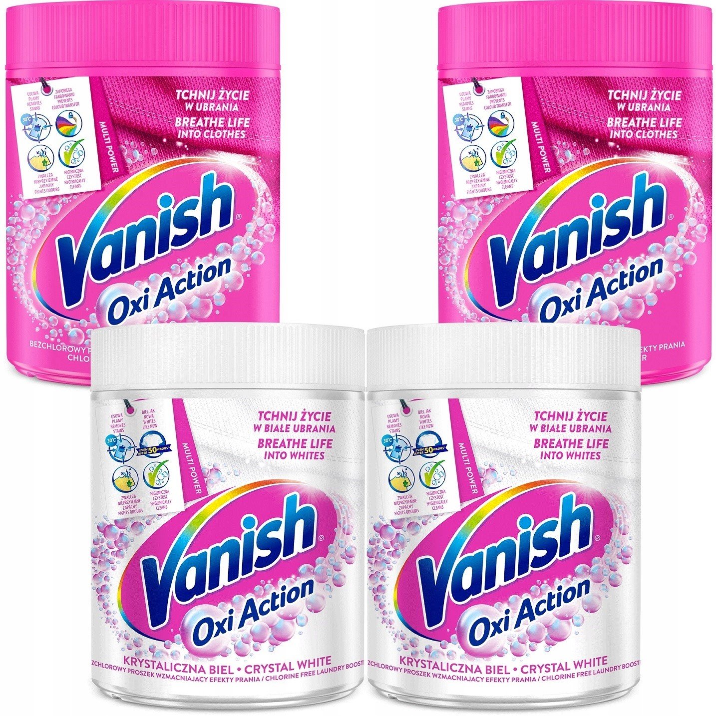 Vanish Oxi Action odstraňovač skvrn Barva Bílá 4 x 470g