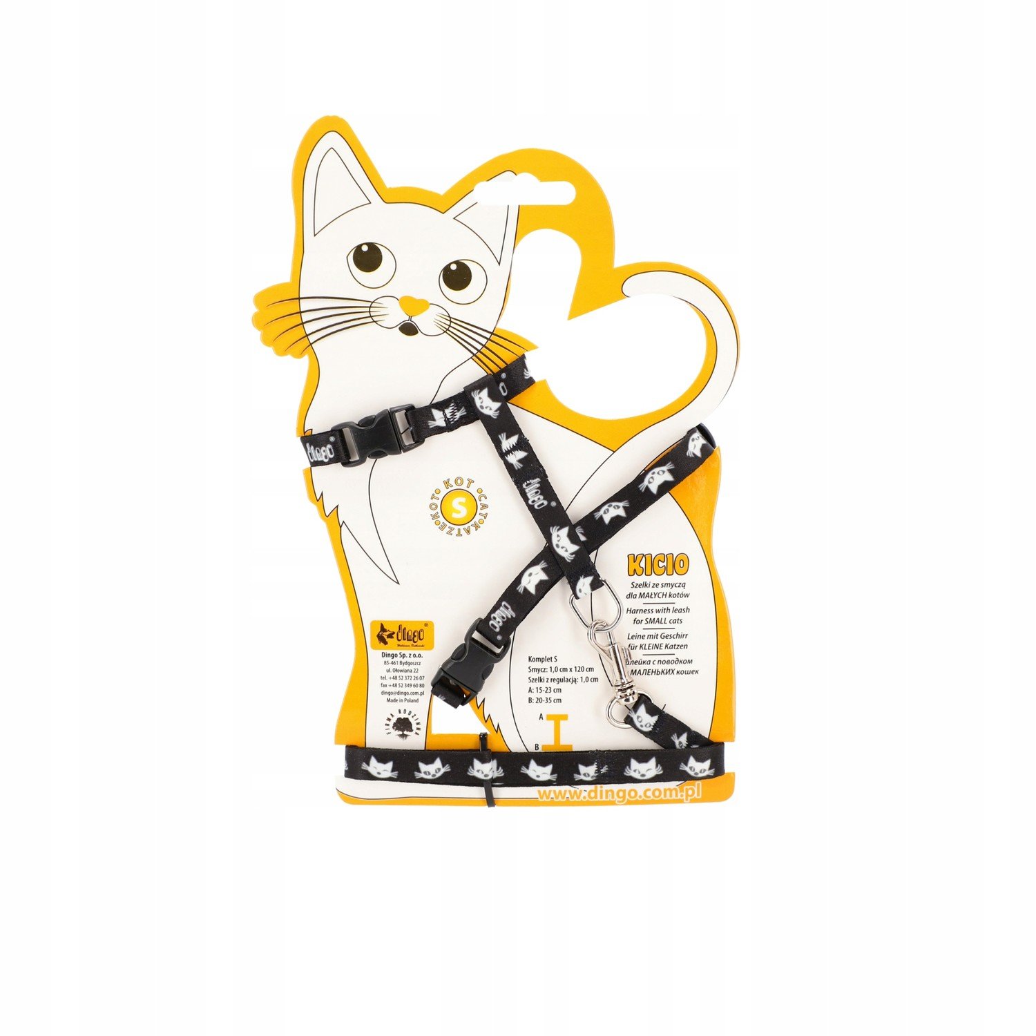 Dingo Zelki Smycz pro kočku Kicio Černý
