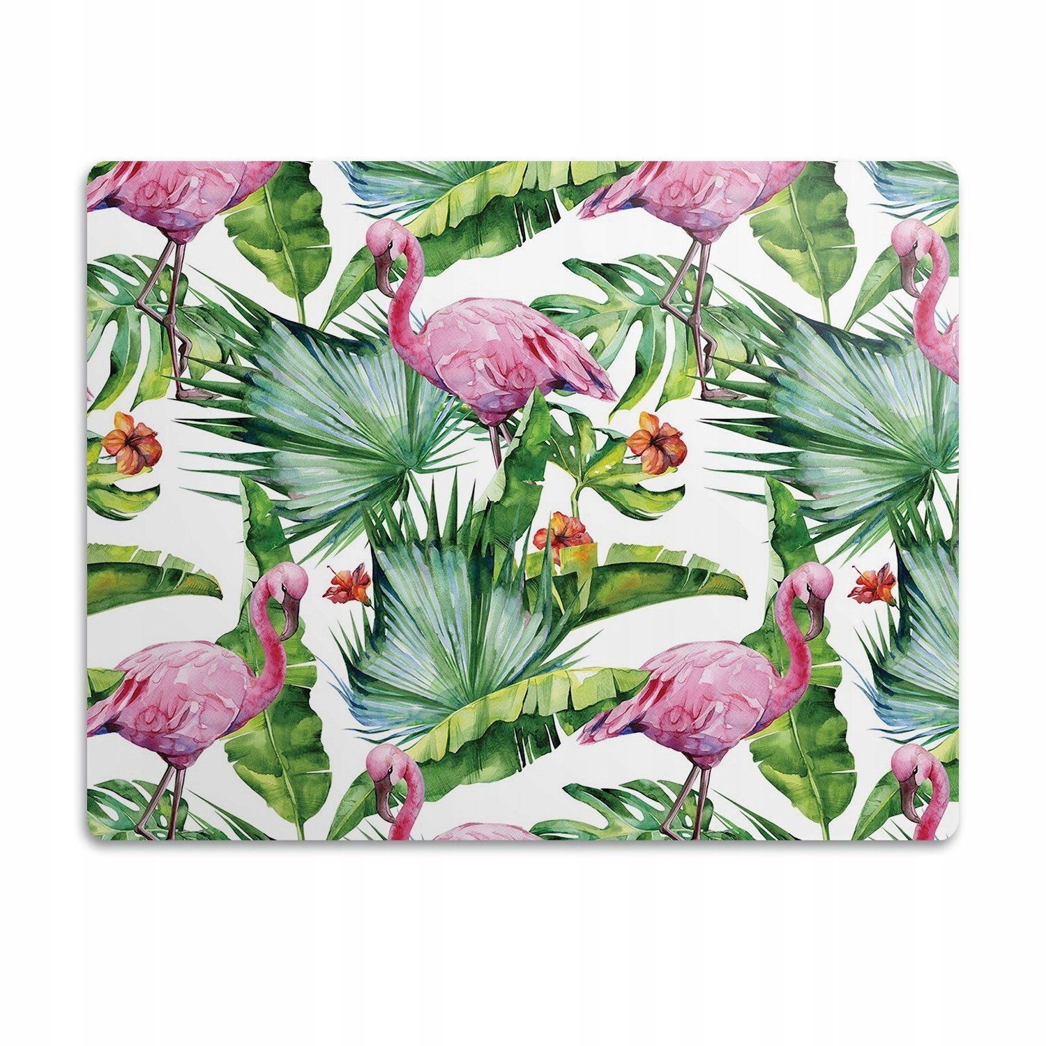 Elastická podložka pod misku Listy a plameňáci 90x60