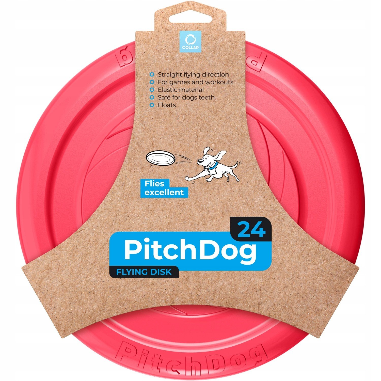PitchDog hračka, létající disk, 24 cm, růžová