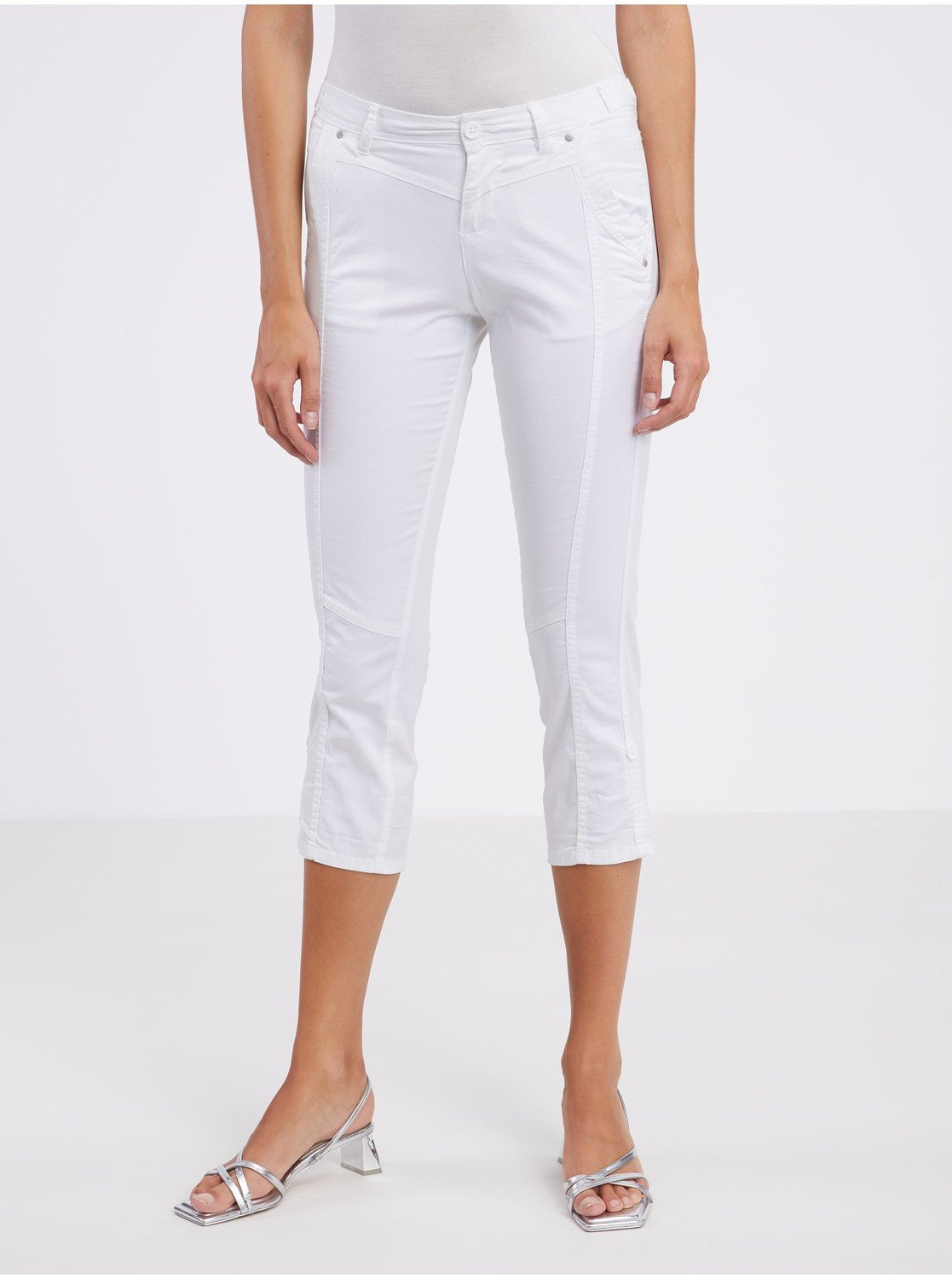 Bílé dámské tříčtvrteční kalhoty CAMAIEU - Dámské
