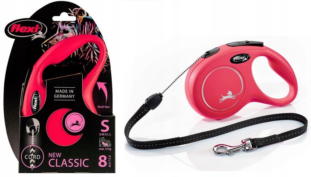 Vodítko S Červené Flexi Pro Psa Lanko 8M Do 12KG