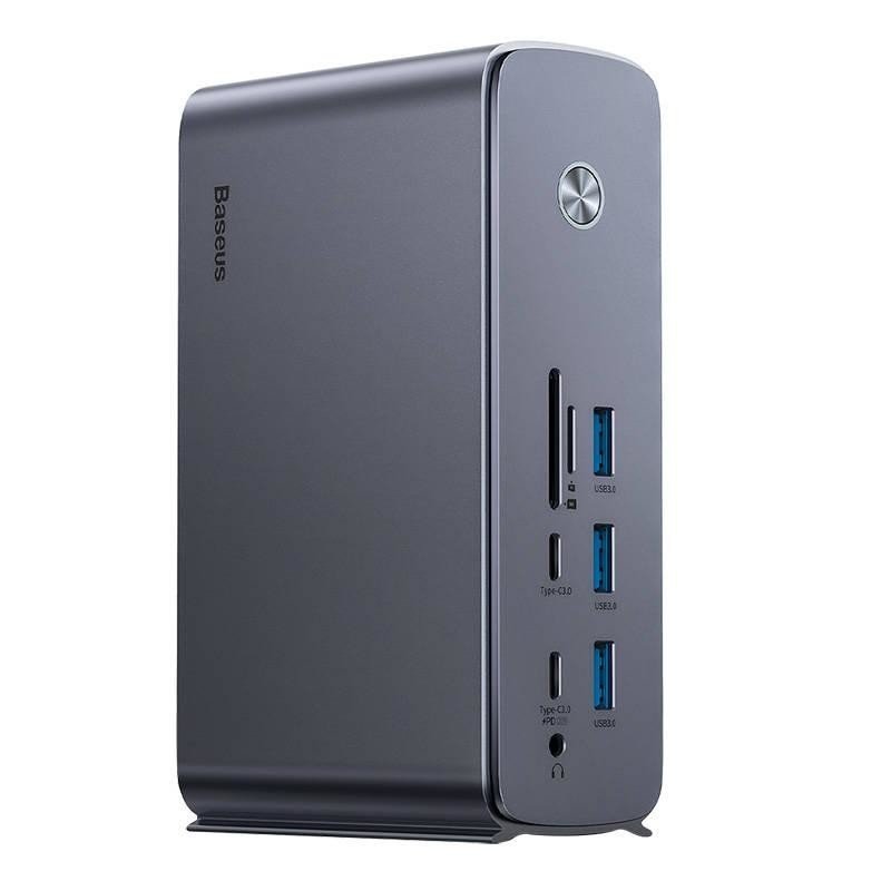 Baseus UnionJoy 17portový rozbočovač (USB-C na HDMI4K@60Hz*2+DP4K@60Hz*1+USB3.0*3+USB-C3.0*2+USB2.0*2+PD*1+PC*1+RJ45*1+SD/TF*1+3,5mm*1+DC*1）