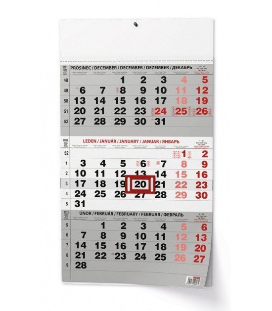 Baloušek Nástěnný kalendář - Tříměsíční A3 - černý - BNC0-24