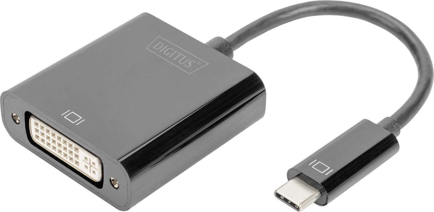 Digitus DA-70829 DVI / USB-C® adaptér [1x USB-C® - 1x DVI zásuvka 24 plus 5pólová] černá stíněný, kulatý 0.1 m