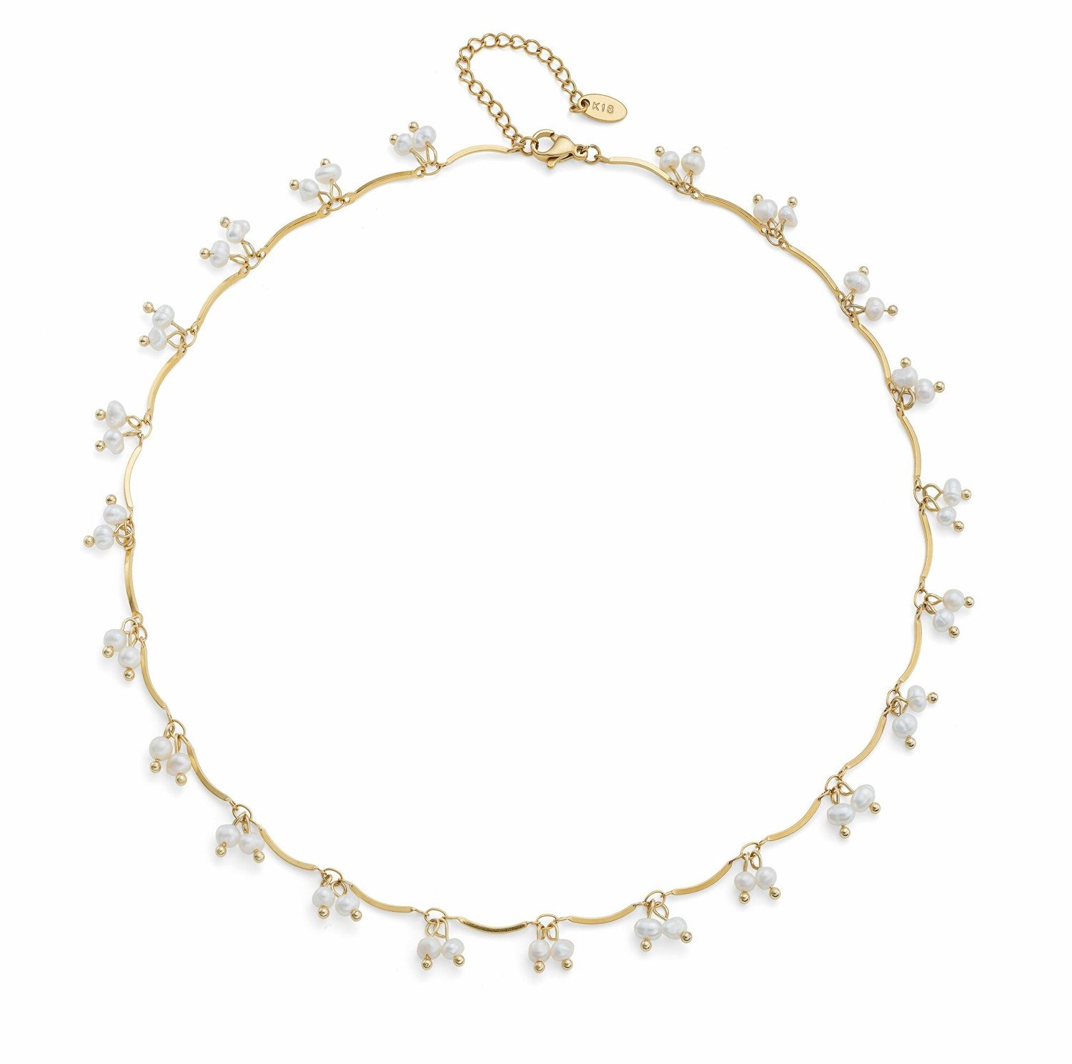 Oliver Weber Krásný pozlacený náhrdelník s perličkami Kurozome Silky Pearls 12312G