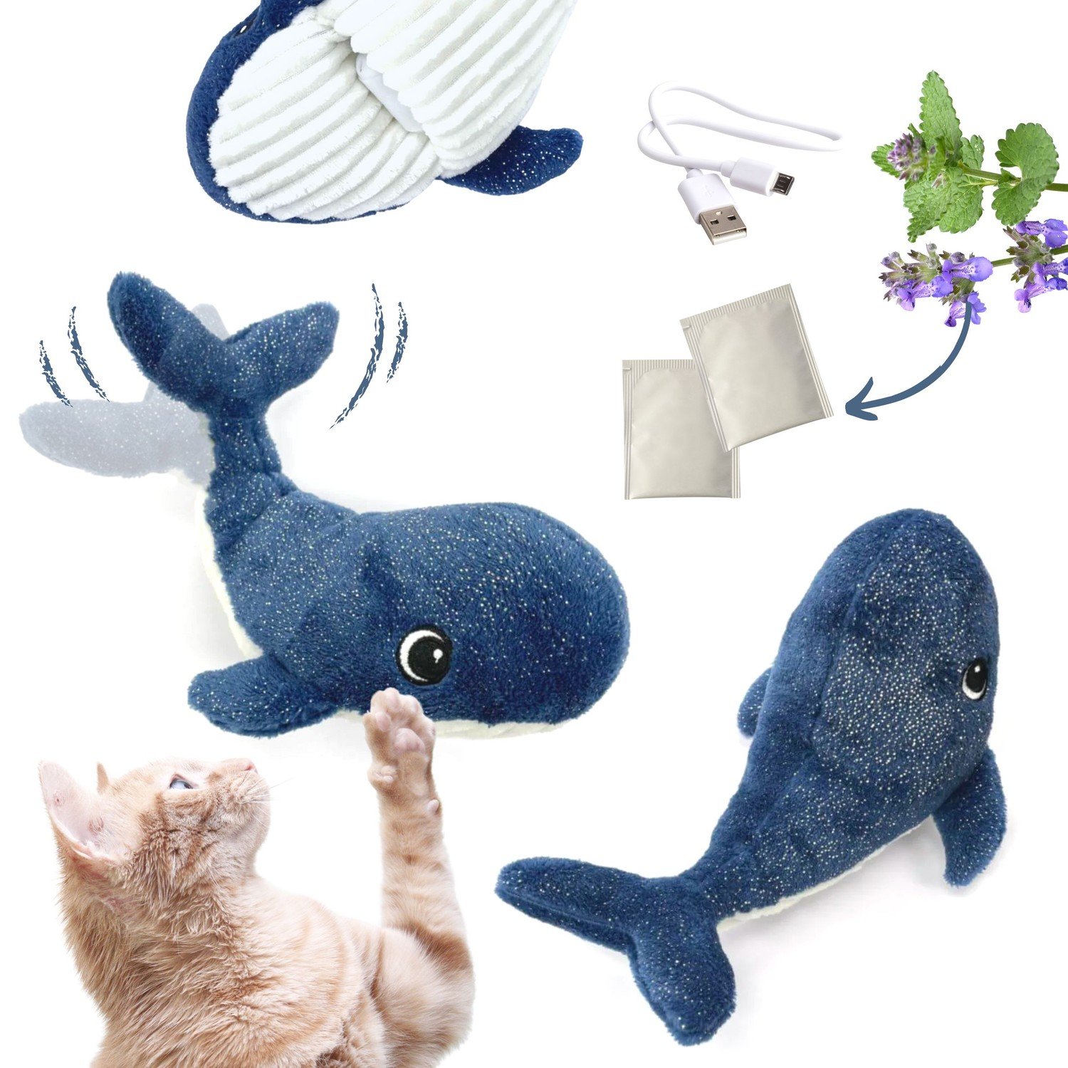 Interaktivní hračka pro kočky Disco Velryba Willy