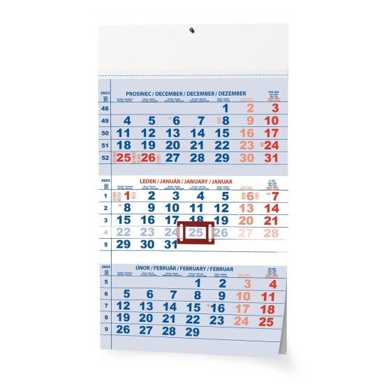 Baloušek Nástěnný kalendář - Tříměsíční A3 - modrý -BNC1-24