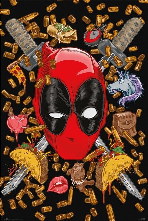 GRUPO ERIK Plakát, Obraz - Deadpool - Bullets and Chimichangas, (61 x 91.5 cm)