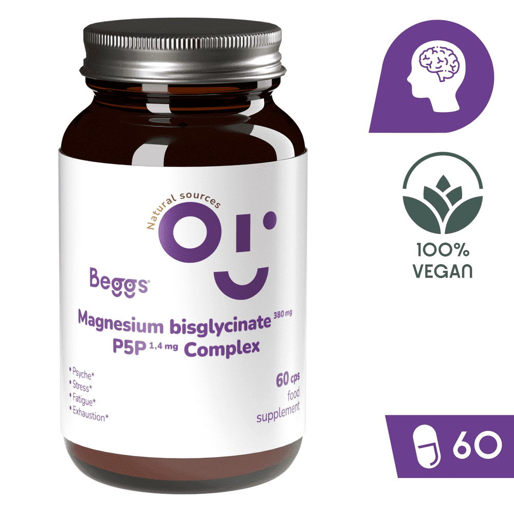 Beggs Magnesium bisglycinate 380 mg + P5P COMPLEX 1,4 mg (60 kapslí)