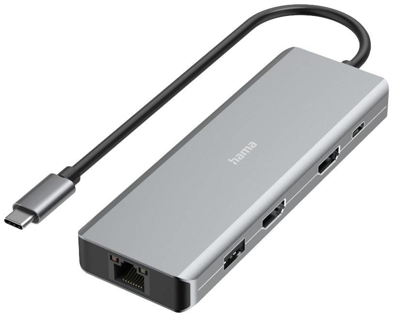 Hama Connect2Media 9 portů USB 3.0 hub s portem pro rychlé nabíjení, s konektorem USB C, UHD šedá