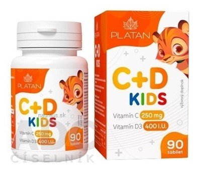 VULM s.r.o. PLATAN Vitamin C + D KIDS cucavé tablety 1x90 ks