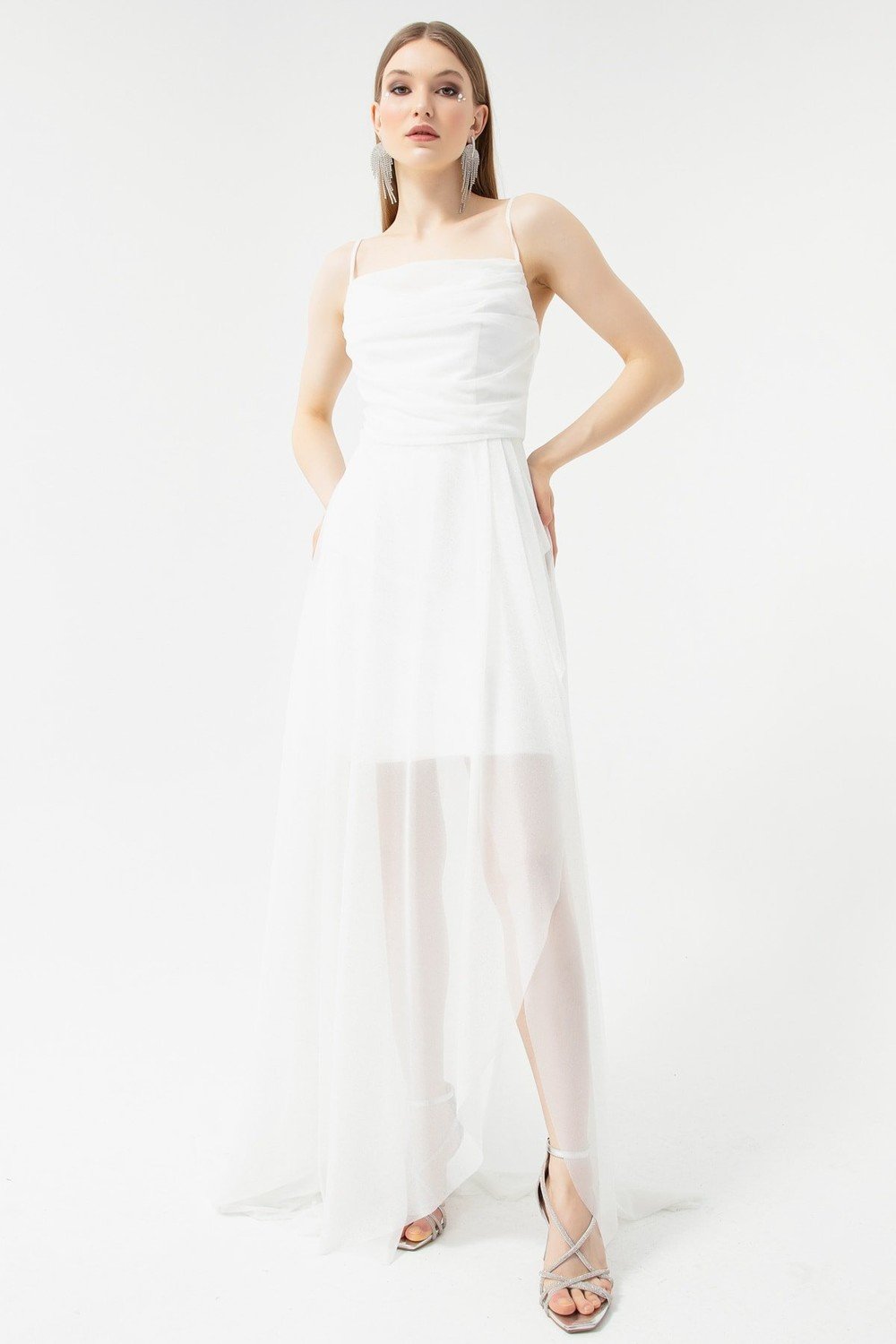 Lafaba Evening & Prom Dress - White - Asymmetric