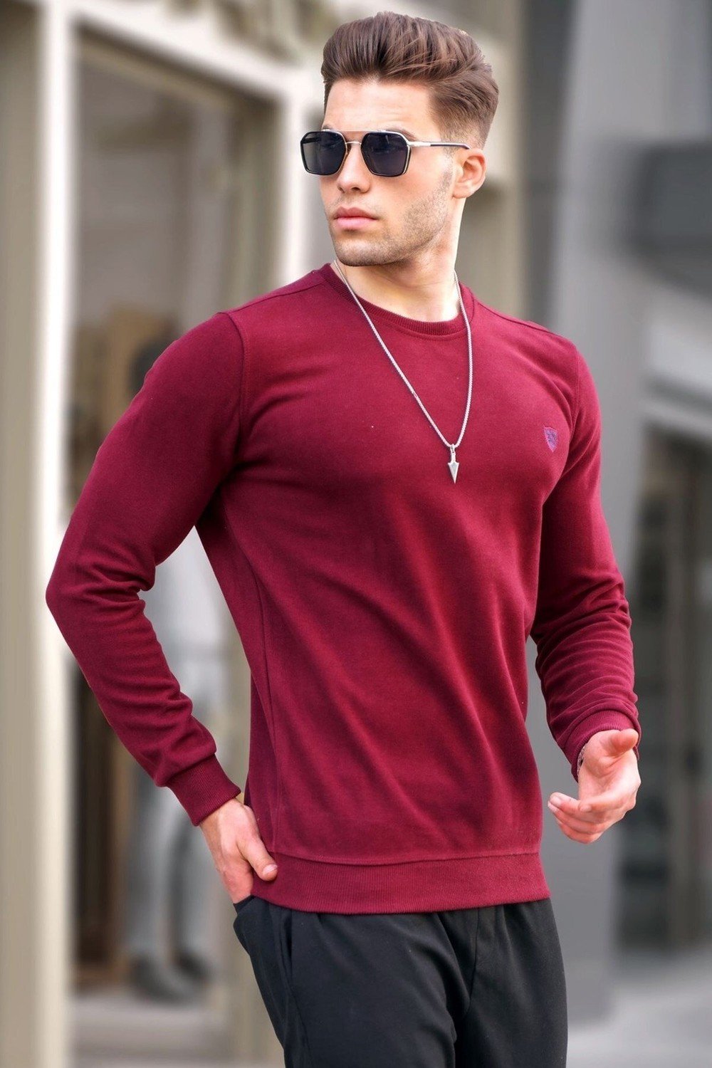 Madmext Sweatshirt - Burgundy - Regular fit