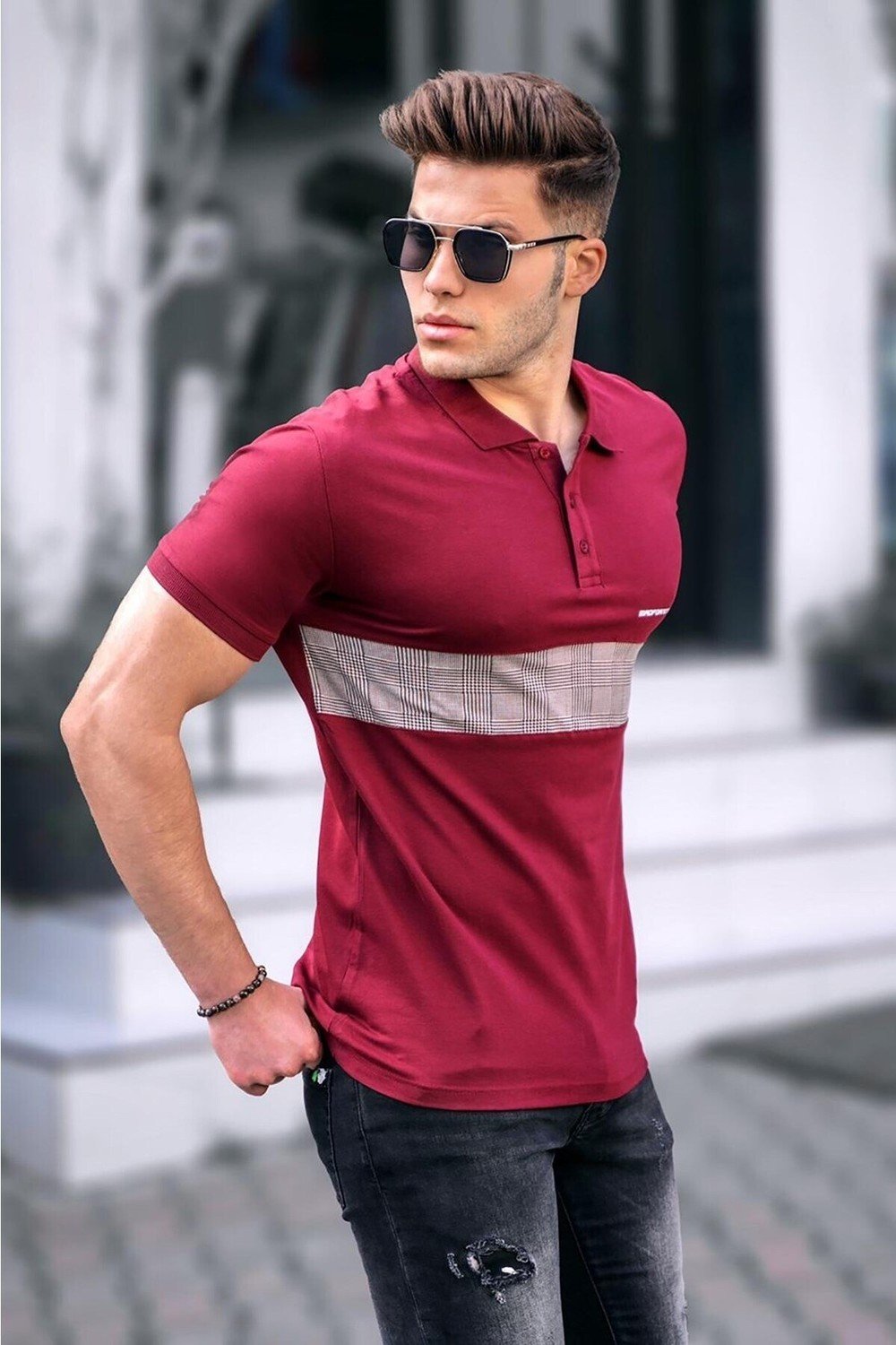 Madmext Polo T-shirt - Burgundy - Regular fit