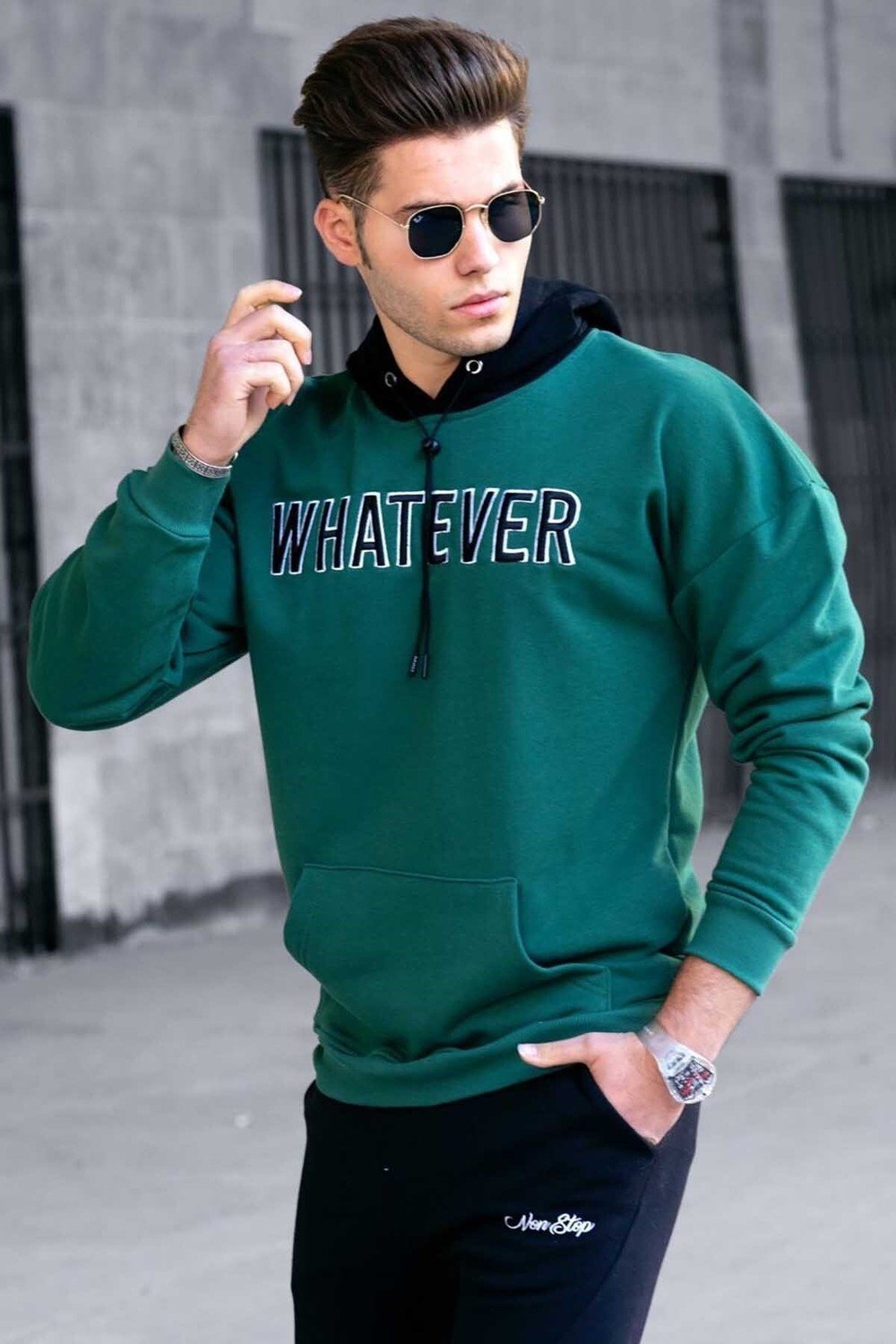 Madmext Sweatshirt - Green - Regular fit